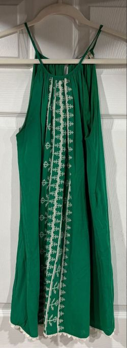 #91 Miami green dress with embroidery