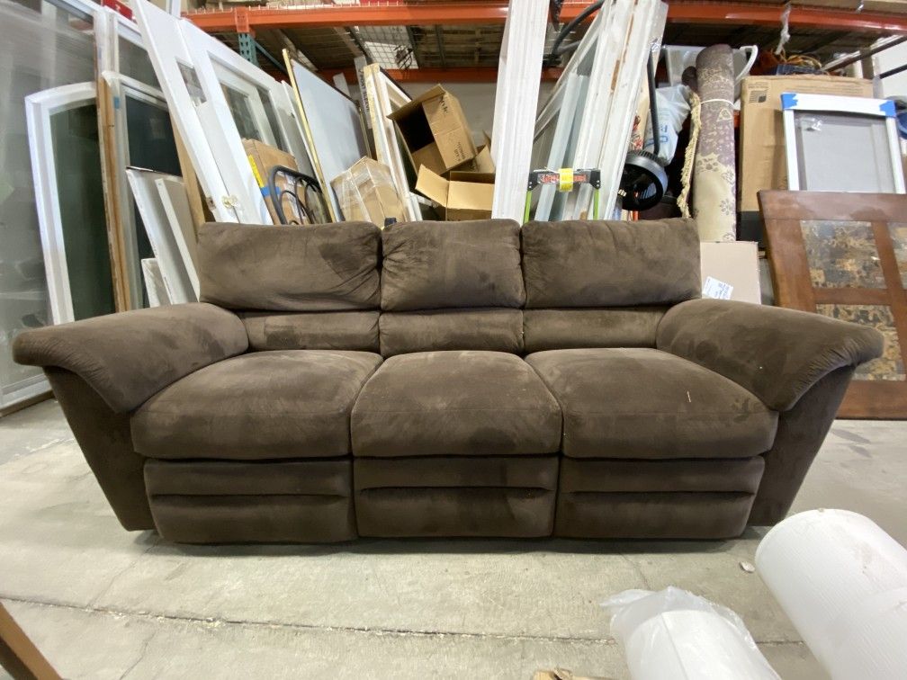 Brown Microfiber Manual Reclining Sofa
