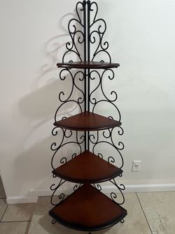 Iron Wood Corner Shelf