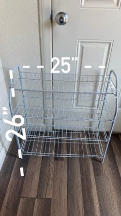 12-Pair 4-Tier White Steel Shoe Rack