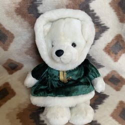 Vintage Polar Bear Chrisha Creations Christmas Plush Stuffed Animal 1988