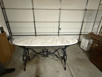 Very rare Antique made table very large Wide: 60” inches Deep: 22” inches High: 30” inches The marble are made in Italy You can use it as tv stan