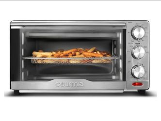 Gourmia Air Fryer Toaster Combo - 6-in-1 Multi-function Countertop Oven Adjustable Temperature & Timer, Fry Basket, Baking Pan, Oven Rack & Pullout Cr