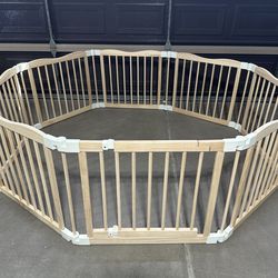 NEW BlueWood Foldable Wooden Playpen Adjustable Baby Play Yard with Child-Proof Lock, Indoor Large Safety Fence for Babies & Toddlers 55” x 55” x 24” 