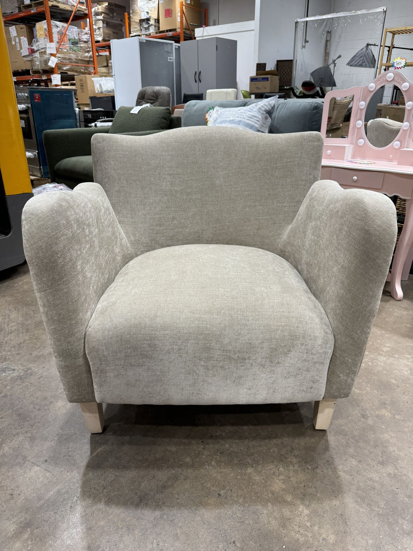 Wing Arm Accent Chair Velvet Beige - Threshold™ designed with Studio McGee