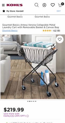 Laundry Cart with Removable Basket metal