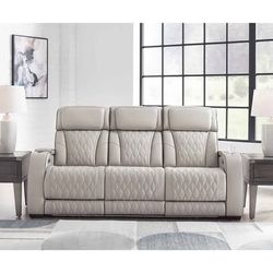Boyington Dual Power Leather Recliner Gray – 60% Off Retail