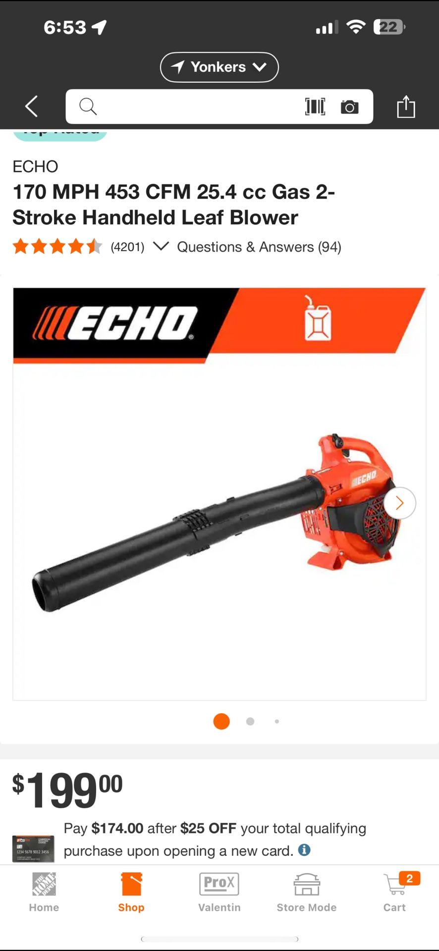 Echo 170 MPH 453 CFM 25.4cc Gas Handheld Leaf Blower