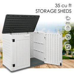ft x 2.5ft 35 Cu Ft Outdoor Storage Shed, Waterproof Resin Horizontal Storage Box with Lid & Lockable Doors