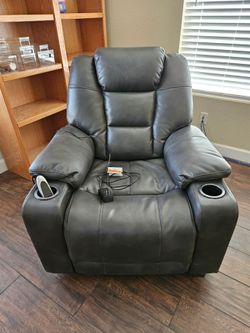 Leather power lift recliner