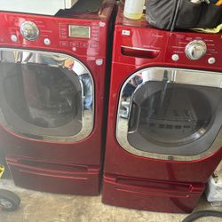 Lg Washer and gas dryer  Excellent working condition  Heavy duty  W27 D31 H53 including pedestal Washer 4.5 cu ft Dryer 7.3 cu ft 3 months warranty pa