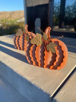 Pair of Metal Pumpkins
