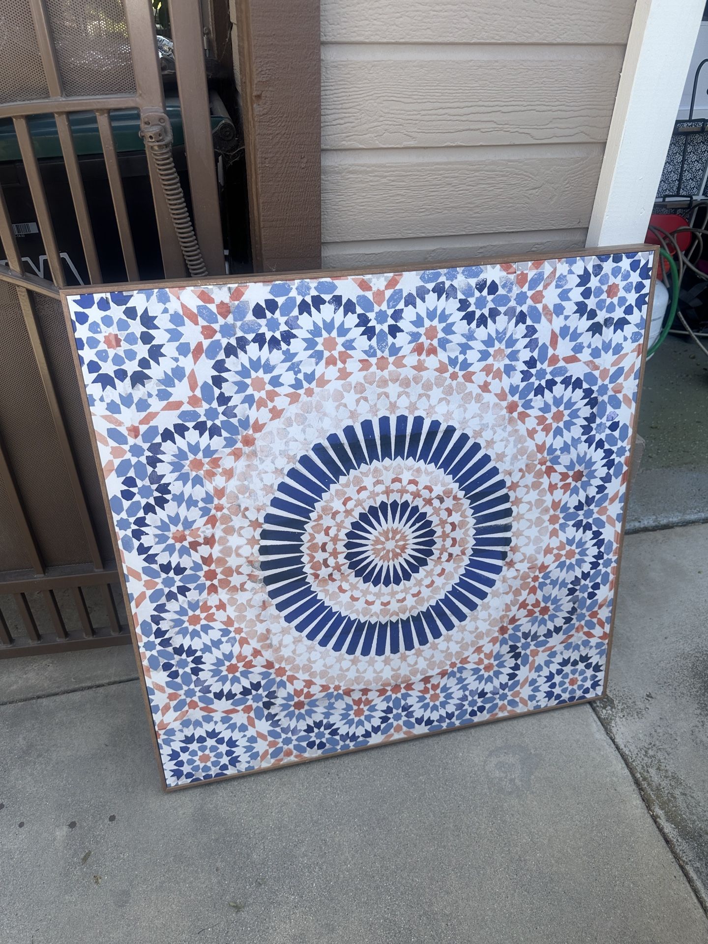 Blue And Orange mandala canvas Wall Art