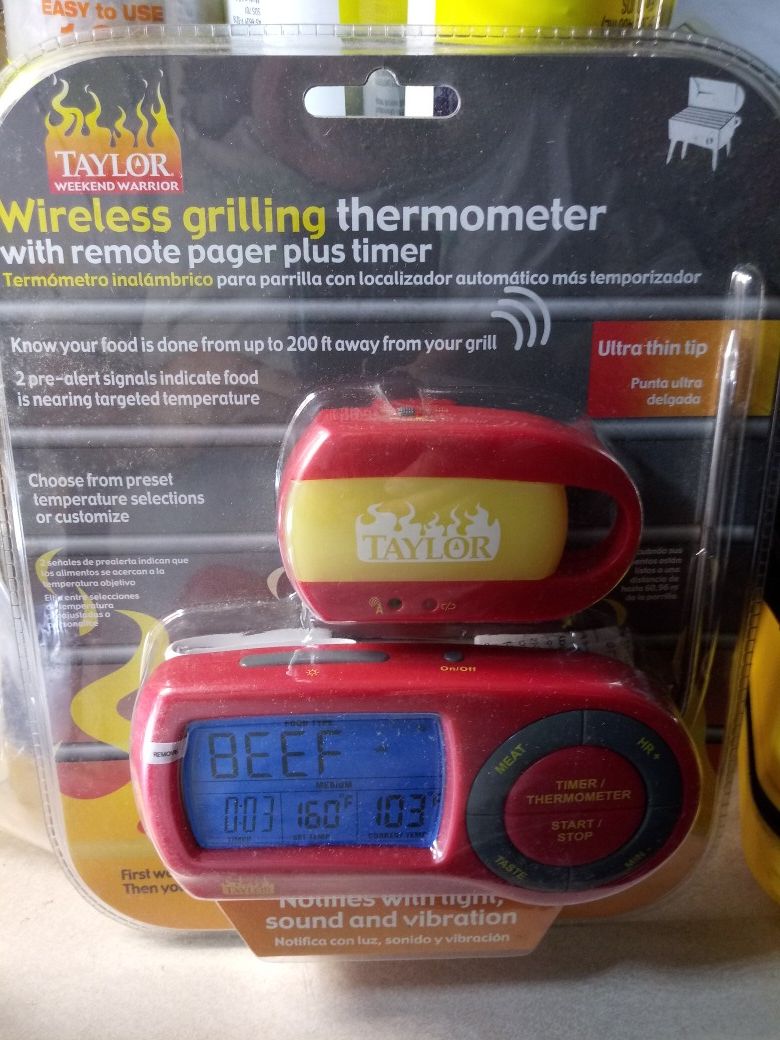 Taylor weekend warrior Wireless grilling thermometer with remote pager plus timer great for BBQ this fourth