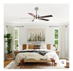 52" Modern Dual-Sided Blade Ceiling Fan with Main & Side LED Lights, Remote Control – Brand New