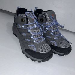 Merrell Moab 2 MK162260 Grey Blue Waterproof Mid Trail Hiking Shoes Yth Sz6.5  Woman’s 8.5