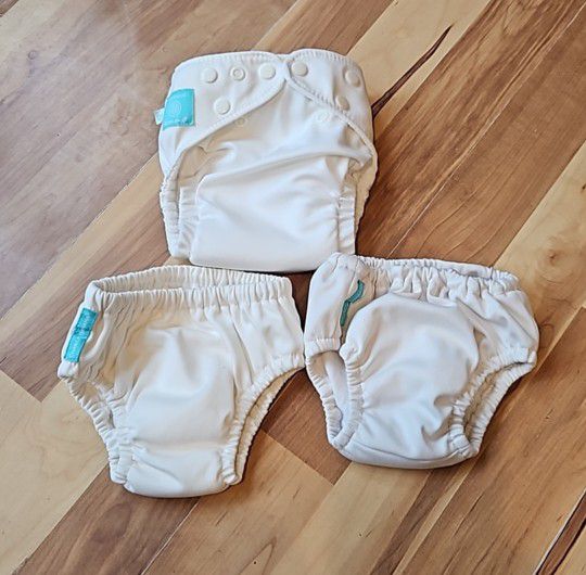 Charlie Banana One Size Pocket Diaper and Two Swim Diapers Small and Medium