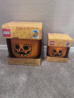 Lego pumpkin Halloween storage heads large and small included