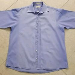 Mens Michael Kors Long Sleeve Button Front Shirt Size L Blue