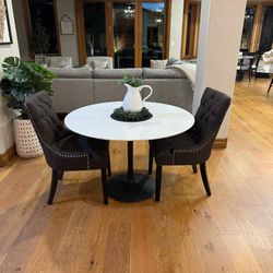 Modern 44" Round Dining Table with 2 New Dining Room Chairs