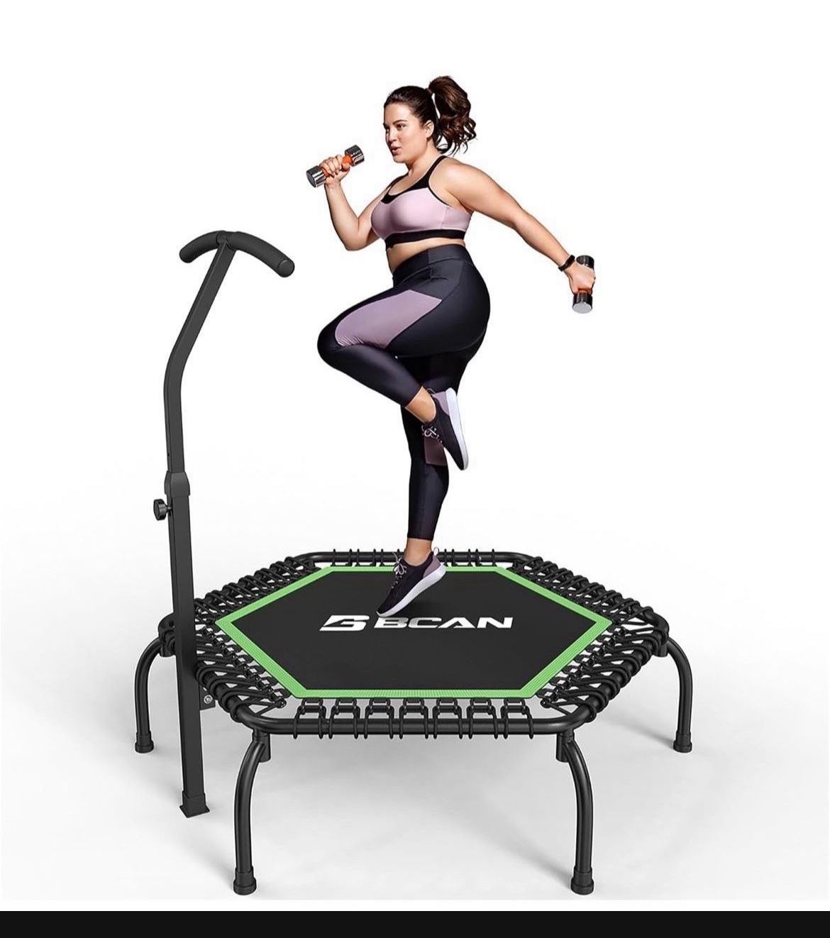 BCAN 48" Mini Trampoline, 550 LBS Fitness Trampoline with T-Adjustable Handle Bar