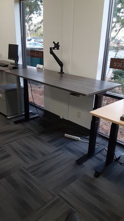 Newport Gray Electronic Sit-Stand Desk 72"×30"