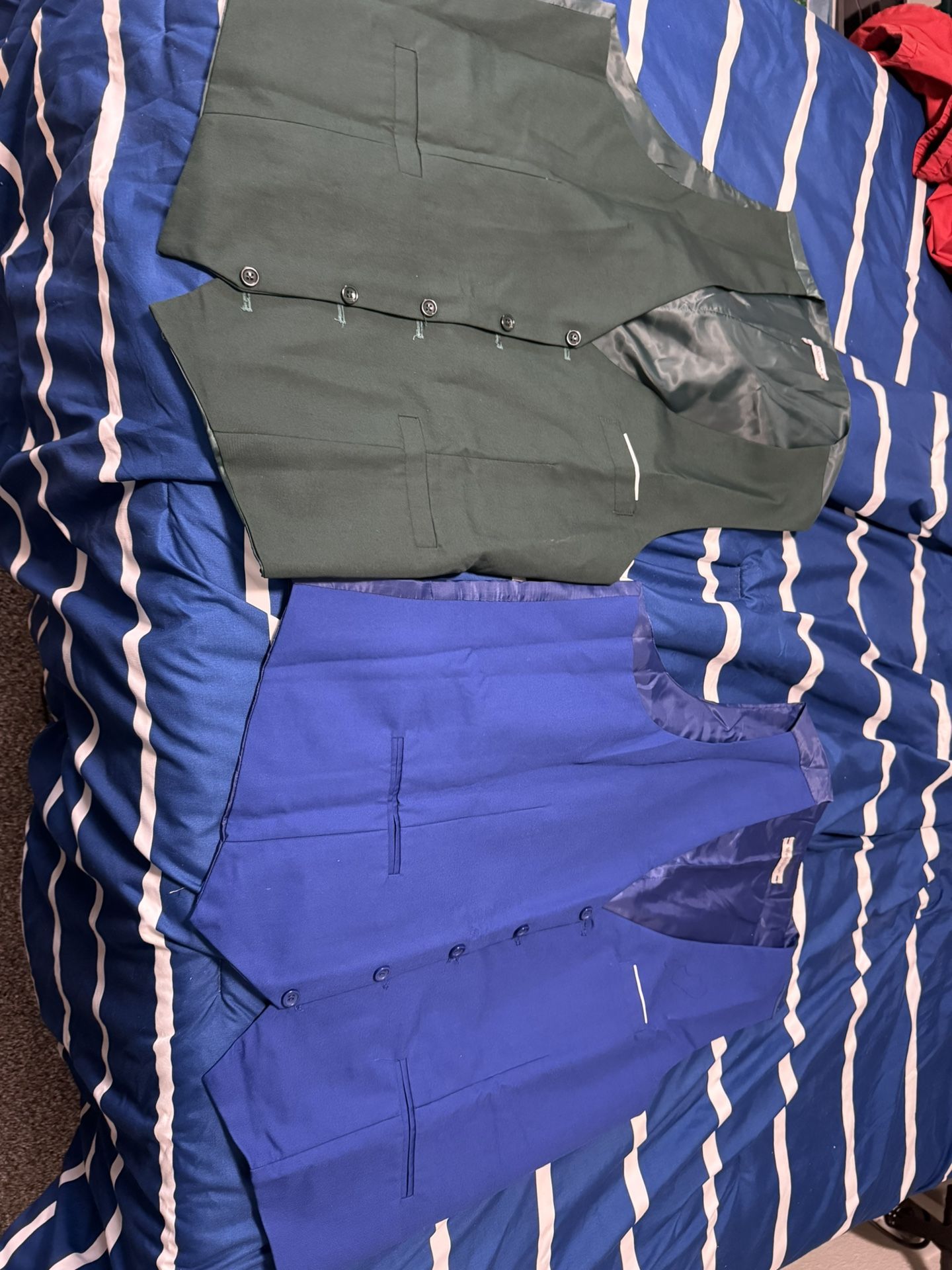 Brand New Dark Green And Cobalt Blue Dress Vest