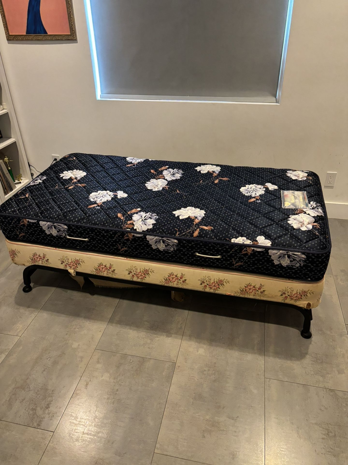 Twin Bed. Mattress, Box Spring And Frame. FREE