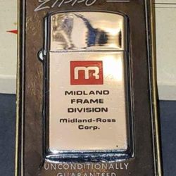 Vintage 1966 Zippo Lighter Advertising - MIDLAND ROSS FRAME DIVISION - FIRM PRICE 