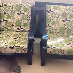 2  Wooden Sofa With Cushion 