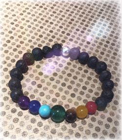 ** 💎 Men’s Chakra Volcanic Lava stone bracelet.