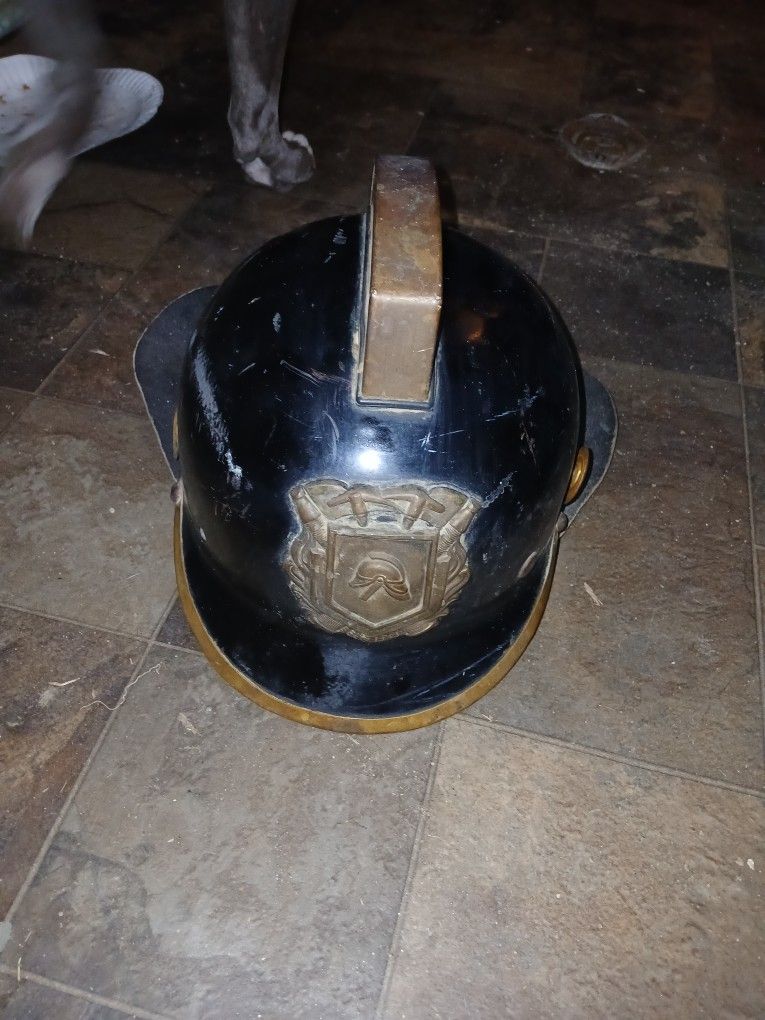 Antique Dutch Leather Firefighter Helmet