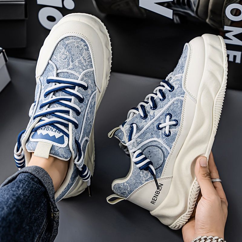 Sneakers, Niche Men's Shoes Breathable Versatile Thick-Soled Loafers Men's Non-Slip Height-Increasing Casual Sports Trendy Shoes