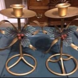 Set of Christmas Taper Candle Holders