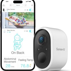 Sense-U Smart Baby Monitor Camera 2 for Both Indoor and Outdoor Use, Solar-Powered with Long Battery Life, PIR Motion Detection, 1080P HD, 2-Way Audio