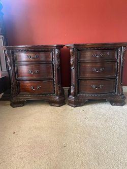 2-pack of 3- drawer solid oak cherry brown nightstand