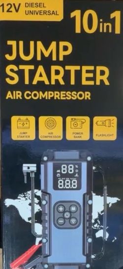 10-in-1 Jump Starter Air Compressor 12V 8,000amp