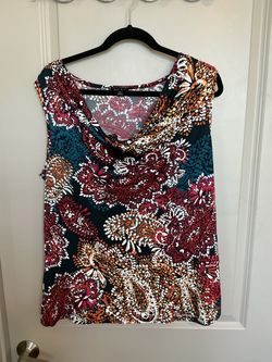 Sami & Jo Paisley Print Cowl Neck Tank Top Size XL