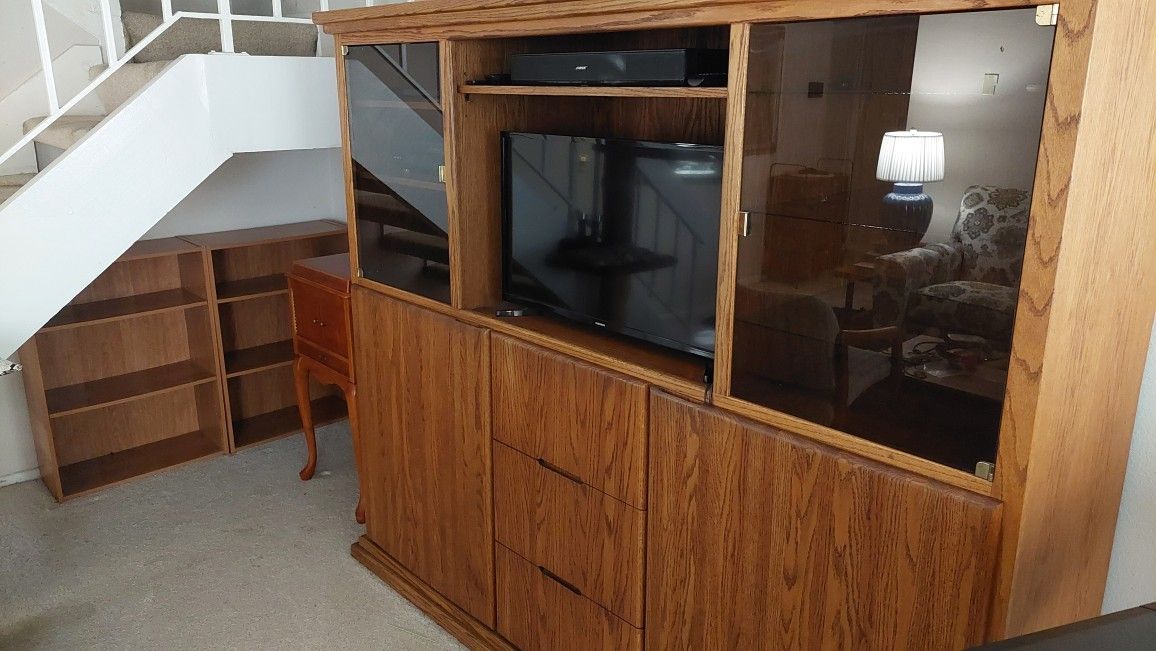 FREE Custom Oak Lighted Entertainment Center