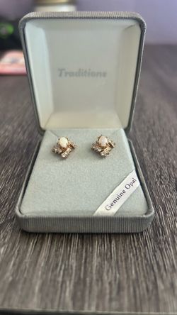 Genuine Opal Gold-Tone Stud Earrings
