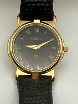 Gucci 3400L Women's Watch, Black Face & Original Leather Band