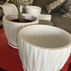 White Ceramic Pot 6” D x 5” H