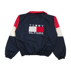 TOMMY HILFIGER WINDBREAKER JACKET XL MENS BLUE PULLOVER USA FLAG VINTAGE
