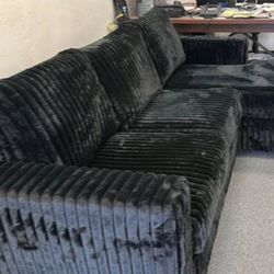 Black Corduroy Sectional Sofa 