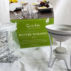 New, Unused, Sur la Table Butter Warmers, Set of 2 - Use with Lobster, Crab, etc   