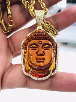14k Gold Filled Finish Red Buddha Necklace