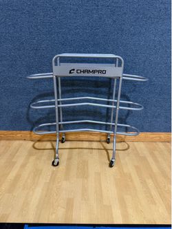 Silver Champro Rolling Basketball Rack
