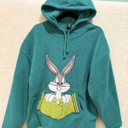 Happy adorable Bugs bunny-Warner Brothers sweatshirt with hoodie and pockets