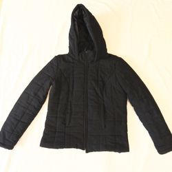 Women's New York And Company Black Puffer Hooded Jacket (Size L) 