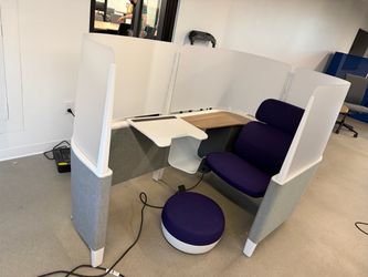 Office Privacy Pod Workstation with Chair and Ottoman
